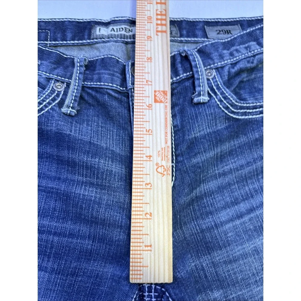 BKE Aiden Jeans Mens 29R  Straight Distressed Stretch  Denim Buckle WHISKERING